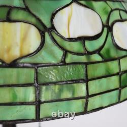 Vintage Tiffany Style Leaded Stained Glass Table Lamp With Acorn Shade 20thC