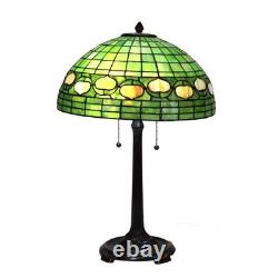 Vintage Tiffany Style Leaded Stained Glass Table Lamp With Acorn Shade 20thC