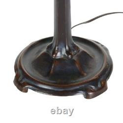 Vintage Tiffany Style Leaded Stained Glass Table Lamp With Acorn Shade 20thC