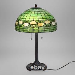 Vintage Tiffany Style Leaded Stained Glass Table Lamp With Acorn Shade 20thC