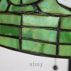 Vintage Tiffany Style Leaded Stained Glass Table Lamp With Acorn Shade 20thC