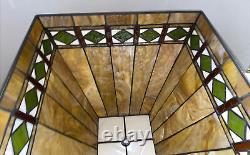 Vintage Tiffany Style Mission Arts & Crafts Stained Slag Glass Lamp Shade