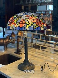 Vintage Tiffany Style Mosaic Stained Glass Lamp