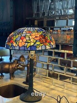 Vintage Tiffany Style Mosaic Stained Glass Lamp