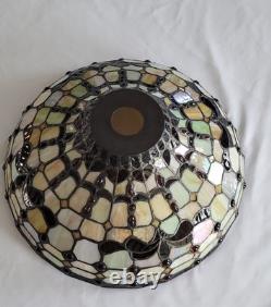 Vintage Tiffany-Style Opalescent Stained Glass Lamp Shade- Jeweled 13.5W x 5H