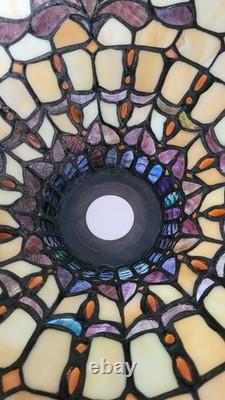 Vintage Tiffany-Style Opalescent Stained Glass Lamp Shade- Jeweled 13.5W x 5H
