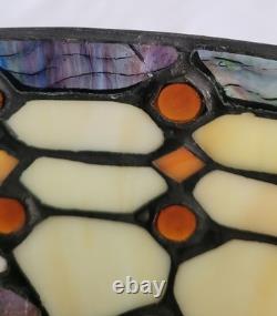 Vintage Tiffany-Style Opalescent Stained Glass Lamp Shade- Jeweled 13.5W x 5H