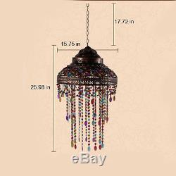 Vintage Tiffany Style Pattern Stained Glass Chandelier Lamp Shade Hanging Light