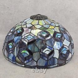 Vintage Tiffany Style Peacock Feather 6.5 Tall Lamp Shade 12 Diameter