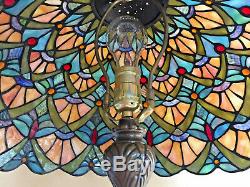 Vintage Tiffany Style Peacock Feather Design Large Stained Glass Lamp Shade Only