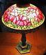 Vintage Tiffany Style Real Frosted Glass Lamp Shade Stained Bronzed Ornate Base