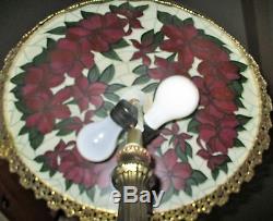 Vintage Tiffany Style Real Frosted Glass lamp shade stained bronzed Ornate base