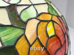Vintage Tiffany Style Stained Glass 16 Lamp Shade Roses Flower Leaves Butterfly
