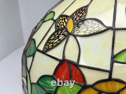 Vintage Tiffany Style Stained Glass 16 Lamp Shade Roses Flower Leaves Butterfly