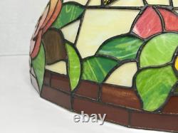Vintage Tiffany Style Stained Glass 16 Lamp Shade Roses Flower Leaves Butterfly