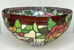 Vintage Tiffany Style Stained Glass 16 Lamp Shade Roses Flower Leaves Butterfly