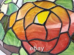 Vintage Tiffany Style Stained Glass 16 Lamp Shade Roses Flower Leaves Butterfly