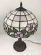Vintage Tiffany Style Stained Glass Brass Lamp Shade Floral Flower Msrp $135