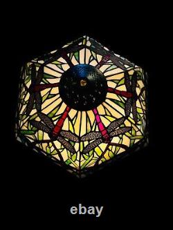 Vintage Tiffany Style Stained Glass Dragonfly Victorian Lamp Shade 16
