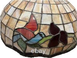 Vintage Tiffany Style Stained Glass Hanging Lamp Shade 24 x 21 hummingbird