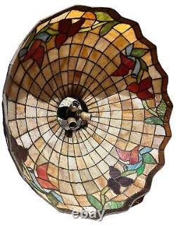 Vintage Tiffany Style Stained Glass Hanging Lamp Shade 24 x 21 hummingbird