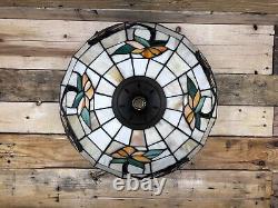 Vintage Tiffany Style Stained Glass Lamp Shade 10 High, 15 3/4 Wide