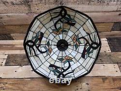 Vintage Tiffany Style Stained Glass Lamp Shade 10 High, 15 3/4 Wide