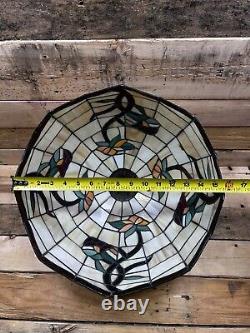 Vintage Tiffany Style Stained Glass Lamp Shade 10 High, 15 3/4 Wide