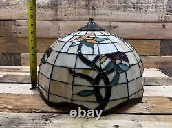 Vintage Tiffany Style Stained Glass Lamp Shade 10 High, 15 3/4 Wide