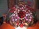 Vintage Tiffany Style Stained Glass Lamp Shade-18x9-flowers-old World-gorgeous