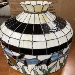 Vintage Tiffany Style Stained Glass Lamp Shade 19 Inch Diameter Beautiful