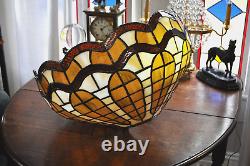 Vintage Tiffany Style Stained Glass Lamp Shade Large 20 Leaded Slag Glass Big