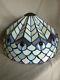 Vintage Tiffany Style Stained Glass Lamp Shade Peacock Feather Design Cream/purp