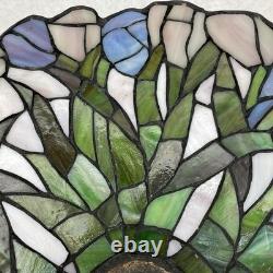 Vintage Tiffany-Style Stained Glass Lampshade Blue Green White 14.5 In