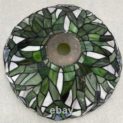Vintage Tiffany-Style Stained Glass Lampshade Blue Green White 14.5 In