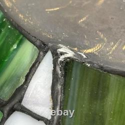Vintage Tiffany-Style Stained Glass Lampshade Blue Green White 14.5 In