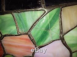 Vintage Tiffany Style Stained Glass Large 24 Hanging Lamp Shade 1Crack 00501010