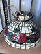 Vintage Tiffany-style Stained Glass Large 24 Hanging Lamp Shade Cracks 00501010