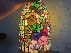 Vintage Tiffany Style Stained Glass Large Bell Lamp Shade (H 15-1/2)