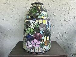 Vintage Tiffany Style Stained Glass Large Bell Lamp Shade (H 15-1/2)