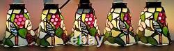 Vintage Tiffany Style Stained Glass Shades (5) For Fans, Sconces, Lamps, Vanity