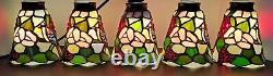 Vintage Tiffany Style Stained Glass Shades (5) For Fans, Sconces, Lamps, Vanity