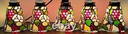 Vintage Tiffany Style Stained Glass Shades (5) For Fans, Sconces, Lamps, Vanity