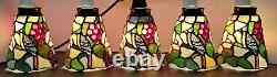 Vintage Tiffany Style Stained Glass Shades (5) For Fans, Sconces, Lamps, Vanity