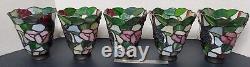 Vintage Tiffany Style Stained Glass Shades (5) For Fans, Sconces, Lamps, Vanity