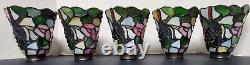 Vintage Tiffany Style Stained Glass Shades (5) For Fans, Sconces, Lamps, Vanity