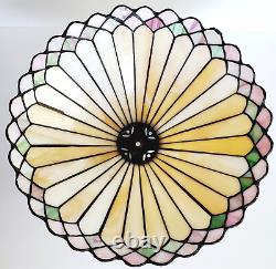 Vintage Tiffany Style Stained Glass Slag Leaded Lamp Shade