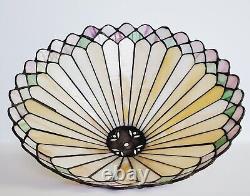 Vintage Tiffany Style Stained Glass Slag Leaded Lamp Shade