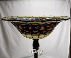 Vintage Tiffany-Style Stained Glass Torchiere Floor Lamp Shade Jewellery Mosaic