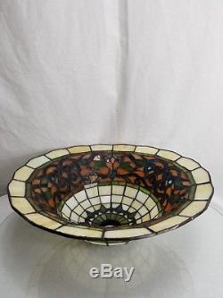 Vintage Tiffany-Style Stained Glass Torchiere Floor Lamp Shade Jewellery Mosaic
